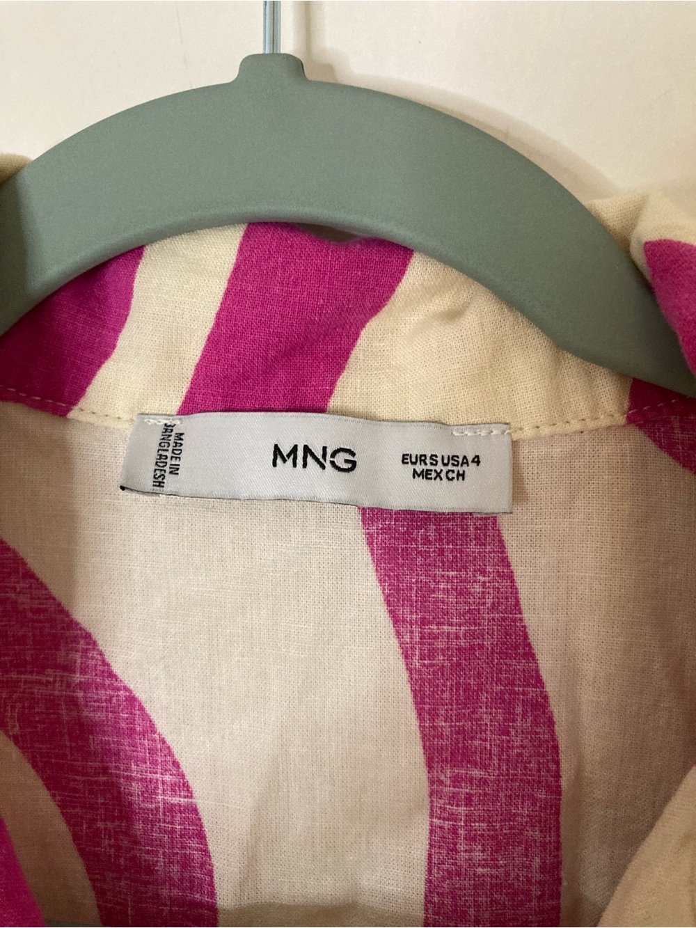 MNG Mango Linen Blend PJ Set Abstract Pink Wavy Stripe Pajama Loungewear XS 4 - Picture 4 of 11
